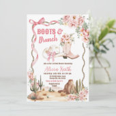 Uitnodiging voor bruidsdiner: laarzen en brunch (Staand voorkant)
