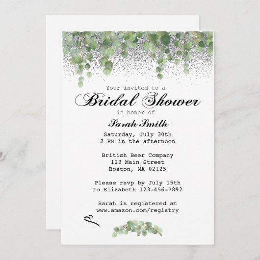 Uitnodiging voor Bruidsdouche (Voorkant / Achterkant)