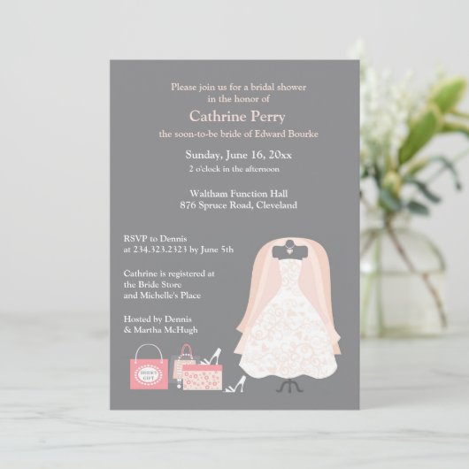 Uitnodiging voor bruidsdouche Flat Kaart Invitatio (Staand voorkant)