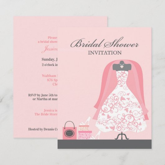 Uitnodiging voor bruidsdouche Flat Kaart Invitatio (Voorkant / Achterkant)