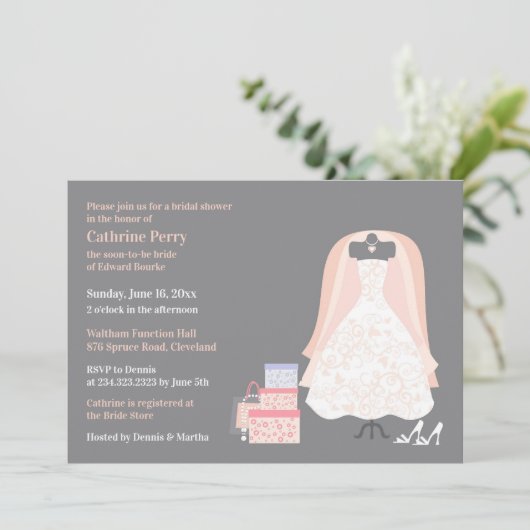 Uitnodiging voor bruidsdouche Flat Kaart Invitatio (Staand voorkant)