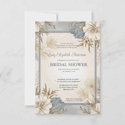 Uitnodiging voor bruidsdouche, Frans chateau-feest (Voorkant)