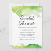 Uitnodiging voor bruidsdouche | Groene waterverf (Voorkant)