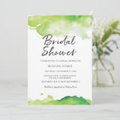 Uitnodiging voor bruidsdouche | Groene waterverf (Staand voorkant)