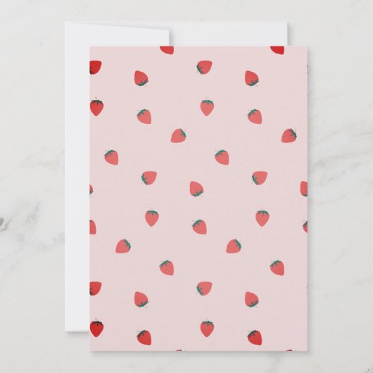 Uitnodiging voor bruidsdouche met aardbeienthema (Achterkant)