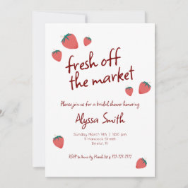 Uitnodiging voor bruidsdouche met aardbeienthema