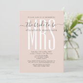 Uitnodiging voor bruidsdouche met Blush Script (Staand voorkant)