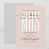 Uitnodiging voor bruidsdouche met Blush Script (Voorkant / Achterkant)