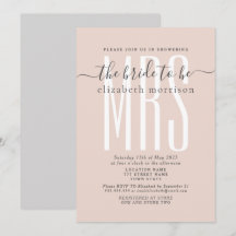 Uitnodiging voor bruidsdouche met Blush Script