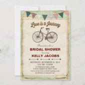 Uitnodiging voor bruidsdouche met vintage fiets en (Voorkant)