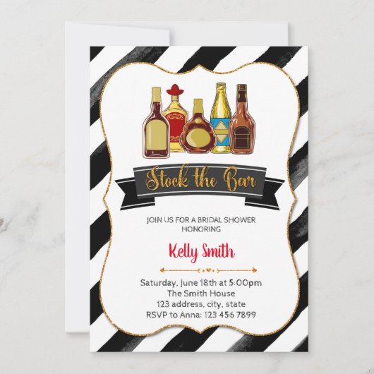 Uitnodiging voor bruidsdouche om de bar te bevoorr (Voorkant)