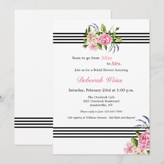 Uitnodiging voor bruidsdouche op maat (Voorkant / Achterkant)