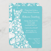 Uitnodiging voor bruidsdouche, strand, Zee Shell J (Voorkant / Achterkant)