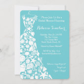 Uitnodiging voor bruidsdouche, strand, Zee Shell J (Voorkant)