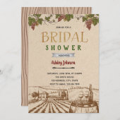 Uitnodiging voor bruidsdouche thema rustieke wijng (Voorkant / Achterkant)