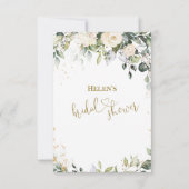 Uitnodiging voor bruidsdouche van ivoren bloemen (Achterkant)