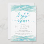 Uitnodiging voor bruidsdouche, Waterverf, blauw, z (Voorkant)