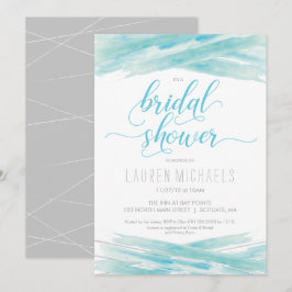 Uitnodiging voor bruidsdouche, Waterverf, blauw, z