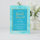 Uitnodiging voor bruidsdouche - Waterverf, strand, (Staand voorkant)