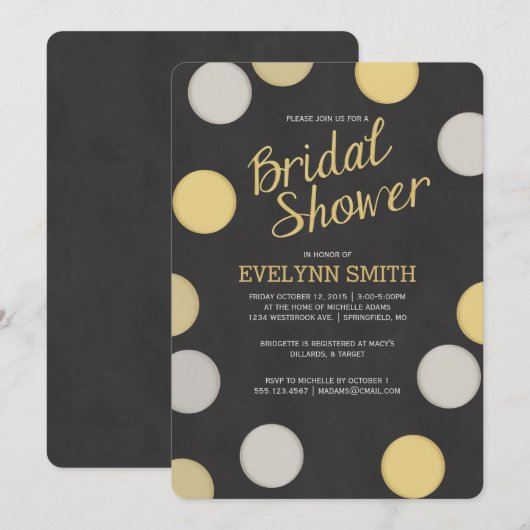Uitnodiging voor bruidsdouche | Zilver Goud Krijtb (Voorkant / Achterkant)