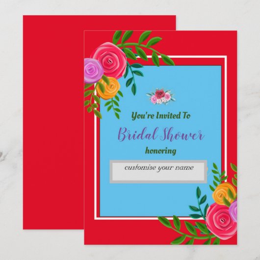 Uitnodiging voor Bruidsfeest Bloemontwerp (Voorkant / Achterkant)