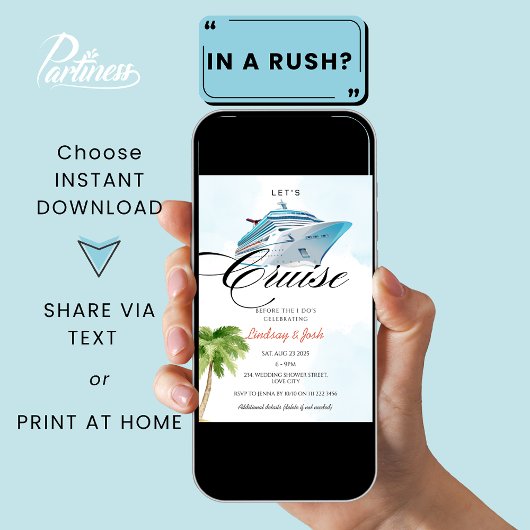 Uitnodiging voor bruidsfeest cruise koppel
