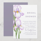 Uitnodiging voor bruidsfeest "Delicate irises" (Voorkant / Achterkant)