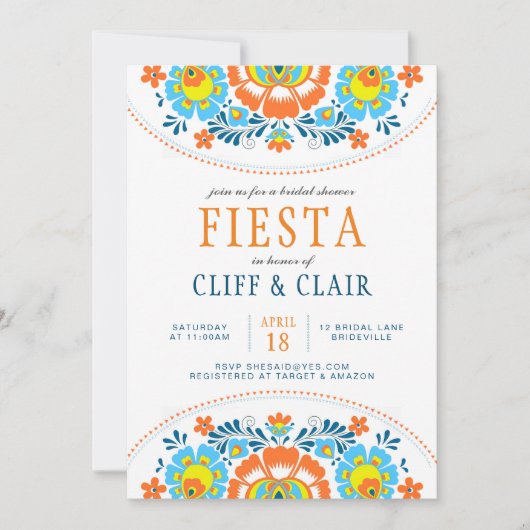 Uitnodiging voor bruidsfeest Fiesta (Voorkant)