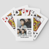 Uitnodiging voor bruidsfeest met aangepaste 3 foto pokerkaarten (Achterkant)
