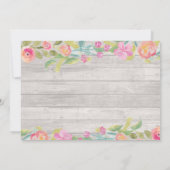 Uitnodiging voor bruidsfeest met roze bloemen (Achterkant)