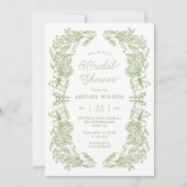 Uitnodiging voor bruidsfeest met saliegroene horte (Voorkant)