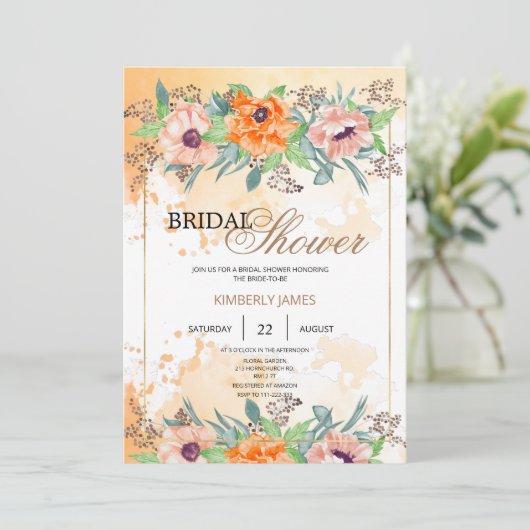 Uitnodiging voor bruidsfeest Poppy Flowers (Staand voorkant)