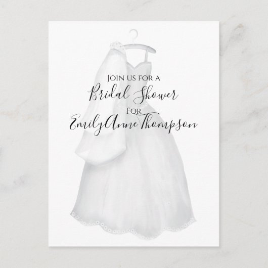 Uitnodiging voor bruidsfeest Pretty Simple Elegant (Voorkant)