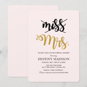 Uitnodiging voor bruidsfeest van Miss naar Mrs.
