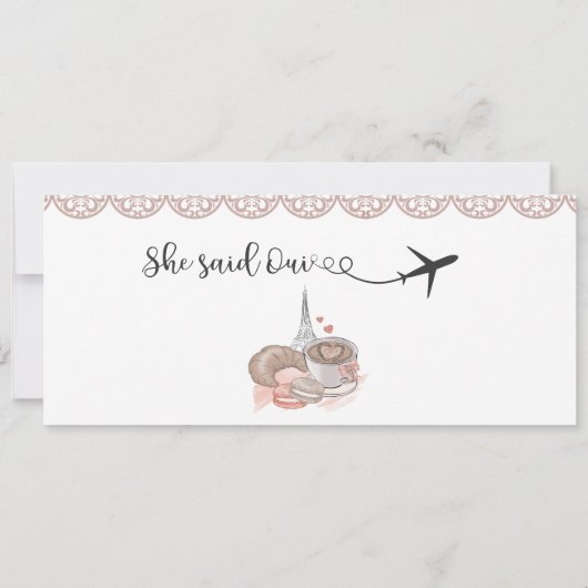 Uitnodiging voor bruidsfeest, Ze zei Oui Ja (Achterkant)