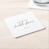 Uitnodiging voor bruidsfeestje met minimaal script kartonnen onderzetters (Schuin)