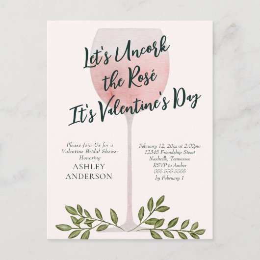 Uitnodiging voor bruidsfeestje op Valentijnsdag me (Voorkant)