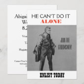 Uitnodiging voor bruidsjonker met propagandathema (Voorkant / Achterkant)