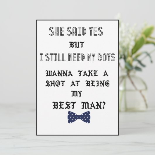 Uitnodiging voor bruidsjonker of getuige van de br (Staand voorkant)