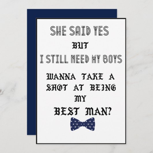 Uitnodiging voor bruidsjonker of getuige van de br (Voorkant / Achterkant)