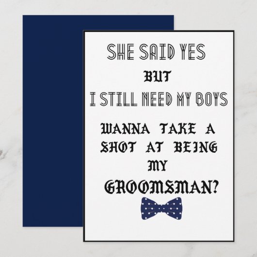 Uitnodiging voor bruidsjonker of getuige van de br (Voorkant / Achterkant)