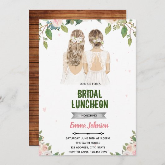 Uitnodiging voor bruidslunch (Voorkant / Achterkant)