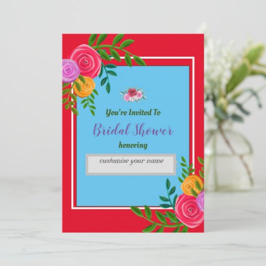  Uitnodiging_voor_Bruidsmeisje_Feest_Bloemendesign Kaart (Staand voorkant)