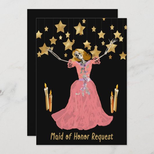 Uitnodiging voor bruidsmeisje Halloween bruiloft (Voorkant / Achterkant)