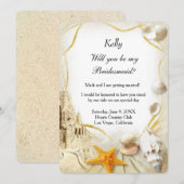 Uitnodiging voor bruidsmeisje voor strandzandkaste (Voorkant / Achterkant)