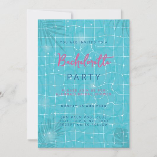 Uitnodiging voor bruidsmeisjes zwembadfeest (Voorkant)