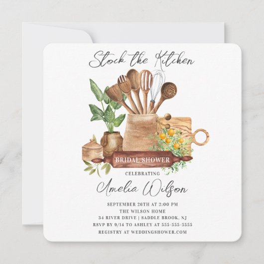 Uitnodiging voor bruidsmeisjesfeest: Kookgerei Kri (Voorkant)