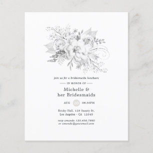 Uitnodiging voor bruidsmeisjeslunch in witte bloem flyer