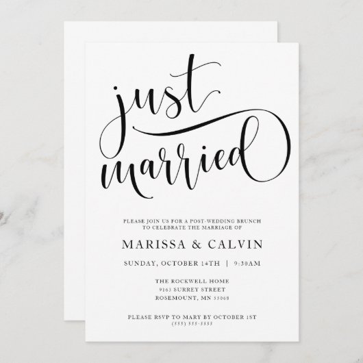 Uitnodiging voor bruidsontbijt na de bruiloft (Voorkant / Achterkant)