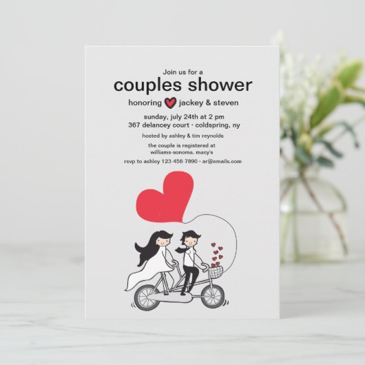 Uitnodiging voor Bruidspaar Shower In Love Gift Co (Staand voorkant)